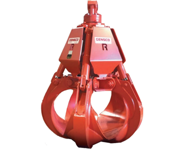 red hydraulic five tine grapple