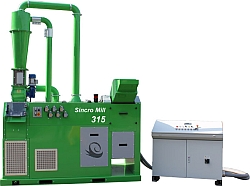 Green Copper Wire Recycling Machine Being Fed By Pre Shredding Machine with Control Station 