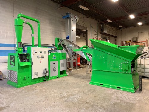 Green Copper Wire Recycling Machine Being Fed By Pre Shredding Machine 